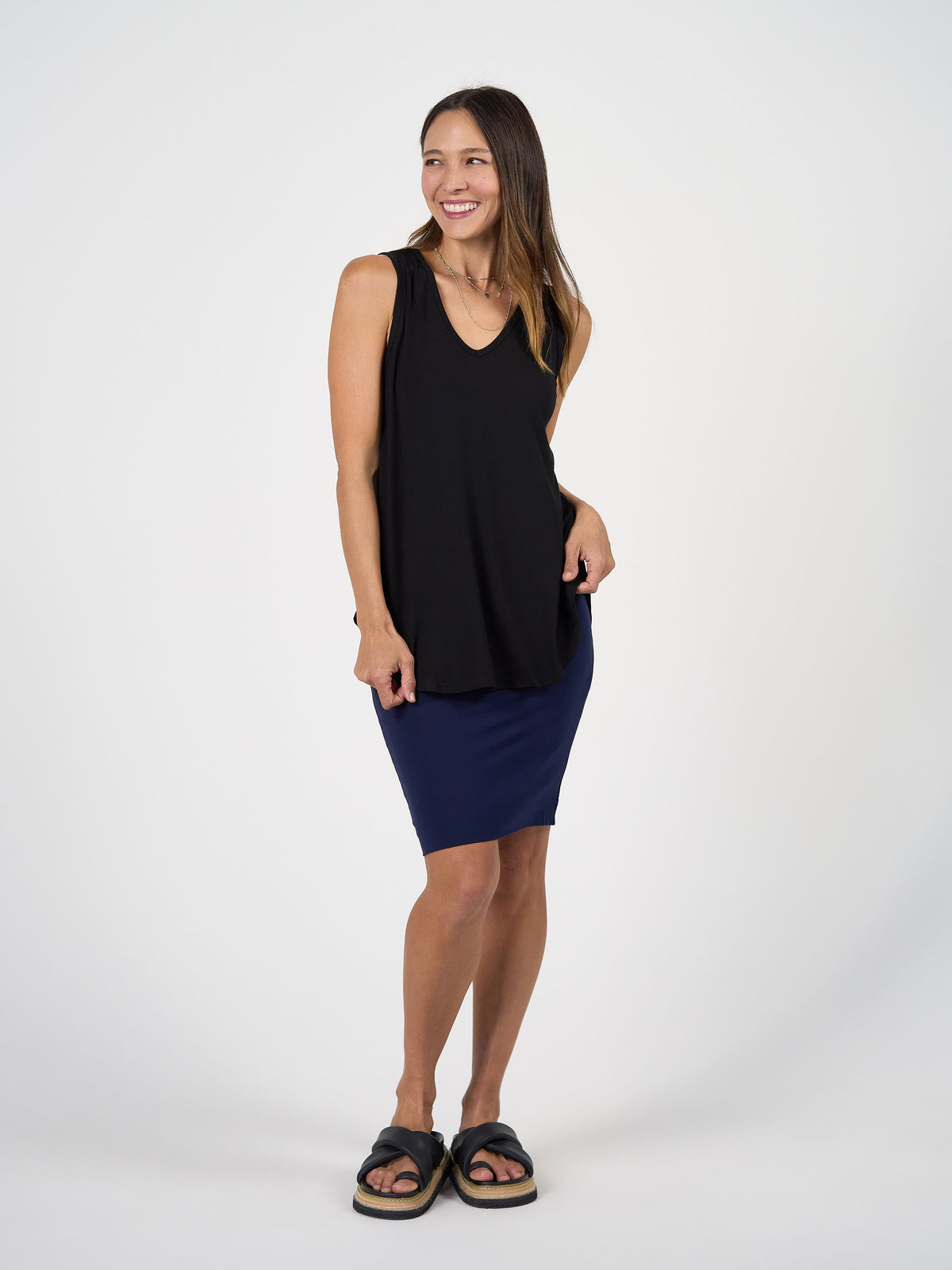Lou Lou Rihanna V-Neck Bamboo Tank Top (Black)