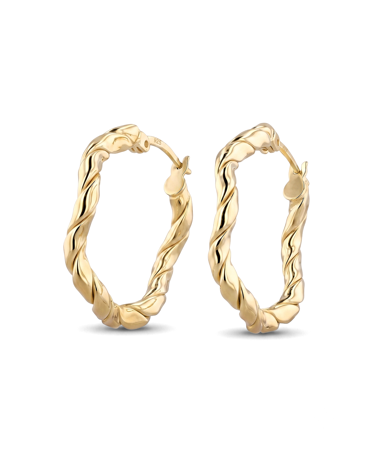 Image of Earrings. Product name - Ripples Gold Hoop Earrings in colour by brand - LAVANA