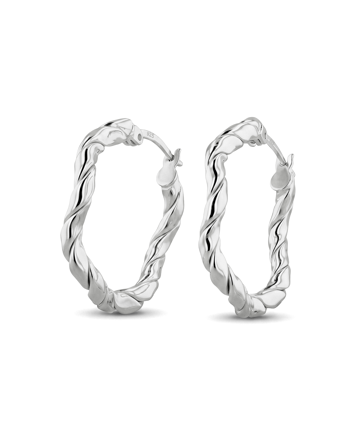 Image of Earrings. Product name - Ripples Silver Hoop Earrings in colour by brand - LAVANA