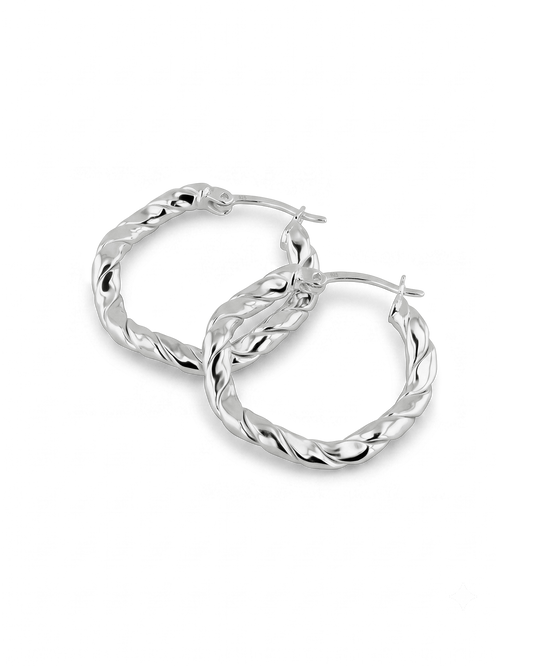 LAVANA Ripples Silver Hoop Earrings