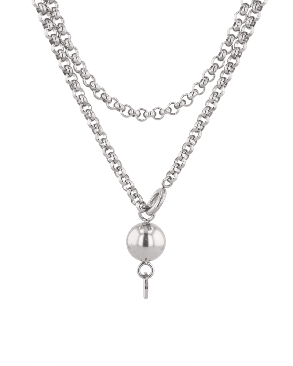 Image of Necklaces. Product name - Rolo Silver Lariat Chain Necklace in colour by brand - LAVANA