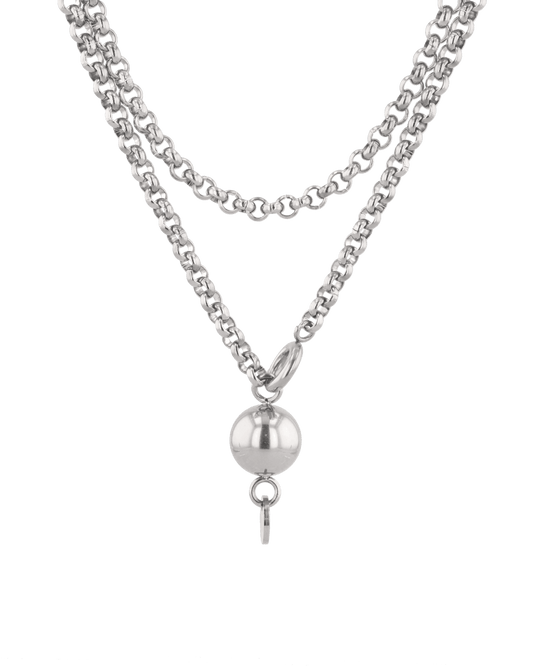 Image of Necklaces. Product name - Rolo Silver Lariat Chain Necklace in colour by brand - LAVANA