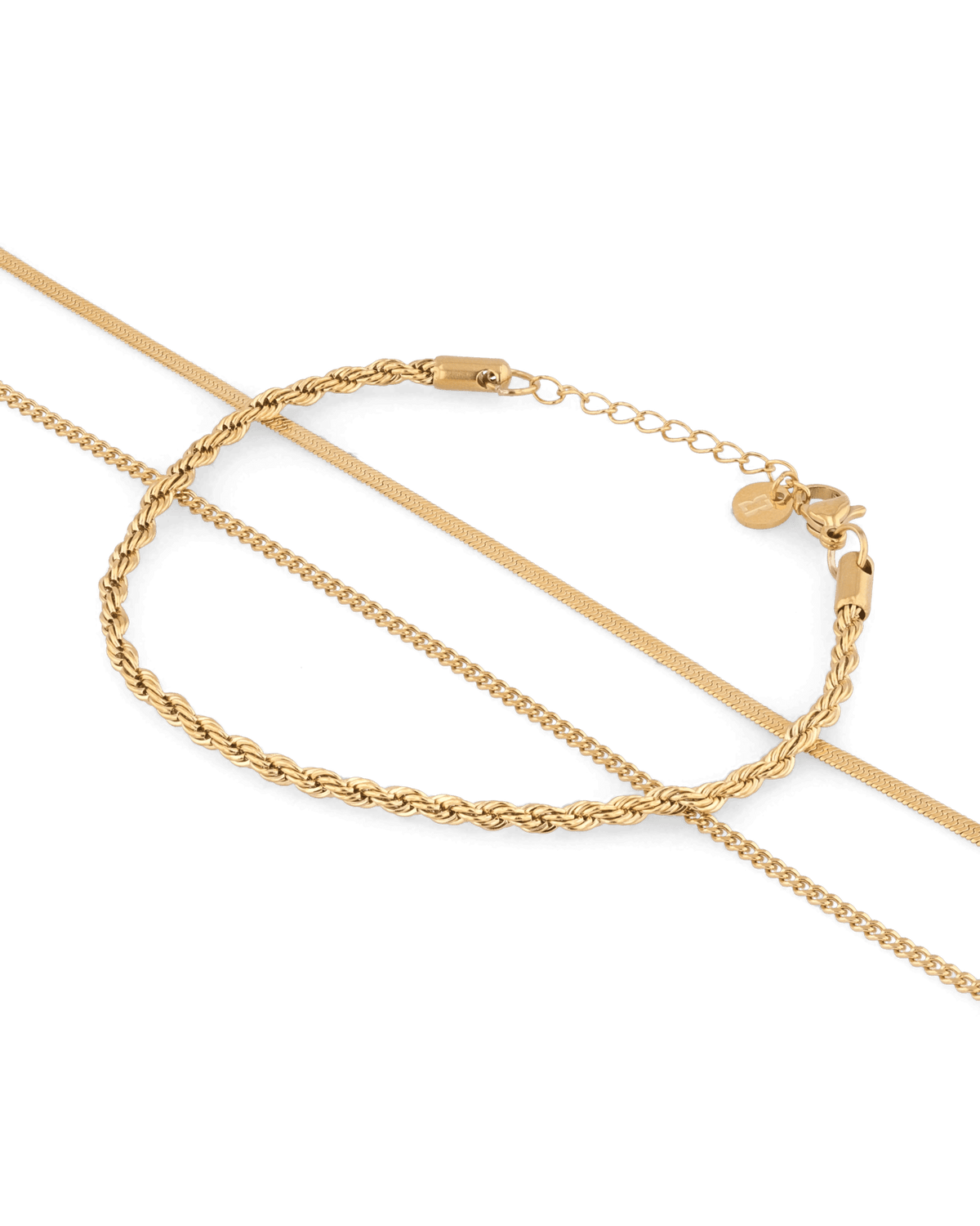Image of Bracelets. Product name - Rope Trinity Gold Bracelet Set in colour by brand - LAVANA