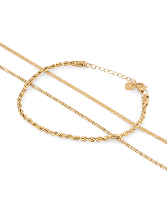 Image of Bracelets. Product name - Rope Trinity Gold Bracelet Set in colour by brand - LAVANA