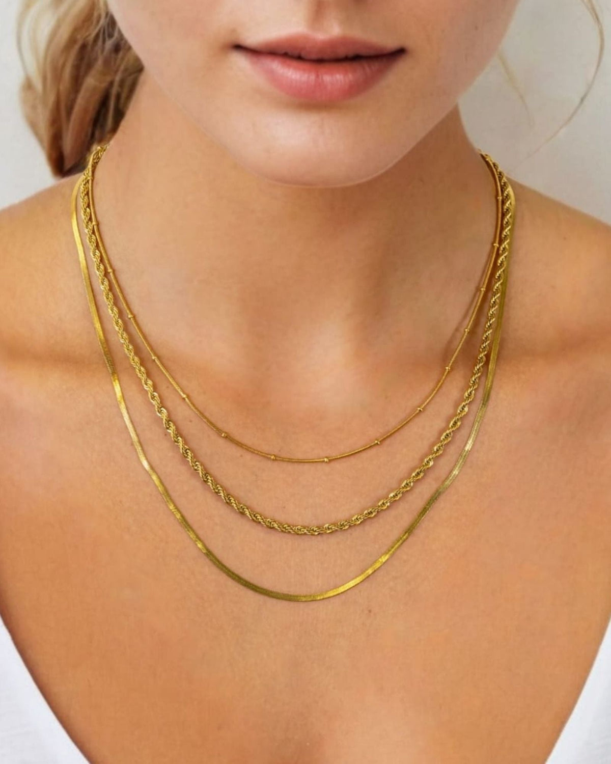 LAVANA Rope Trinity Silver Chain Necklace Set