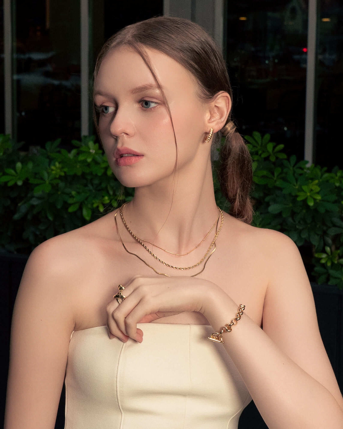 LAVANA Rope Trinity Gold Chain Necklace Set