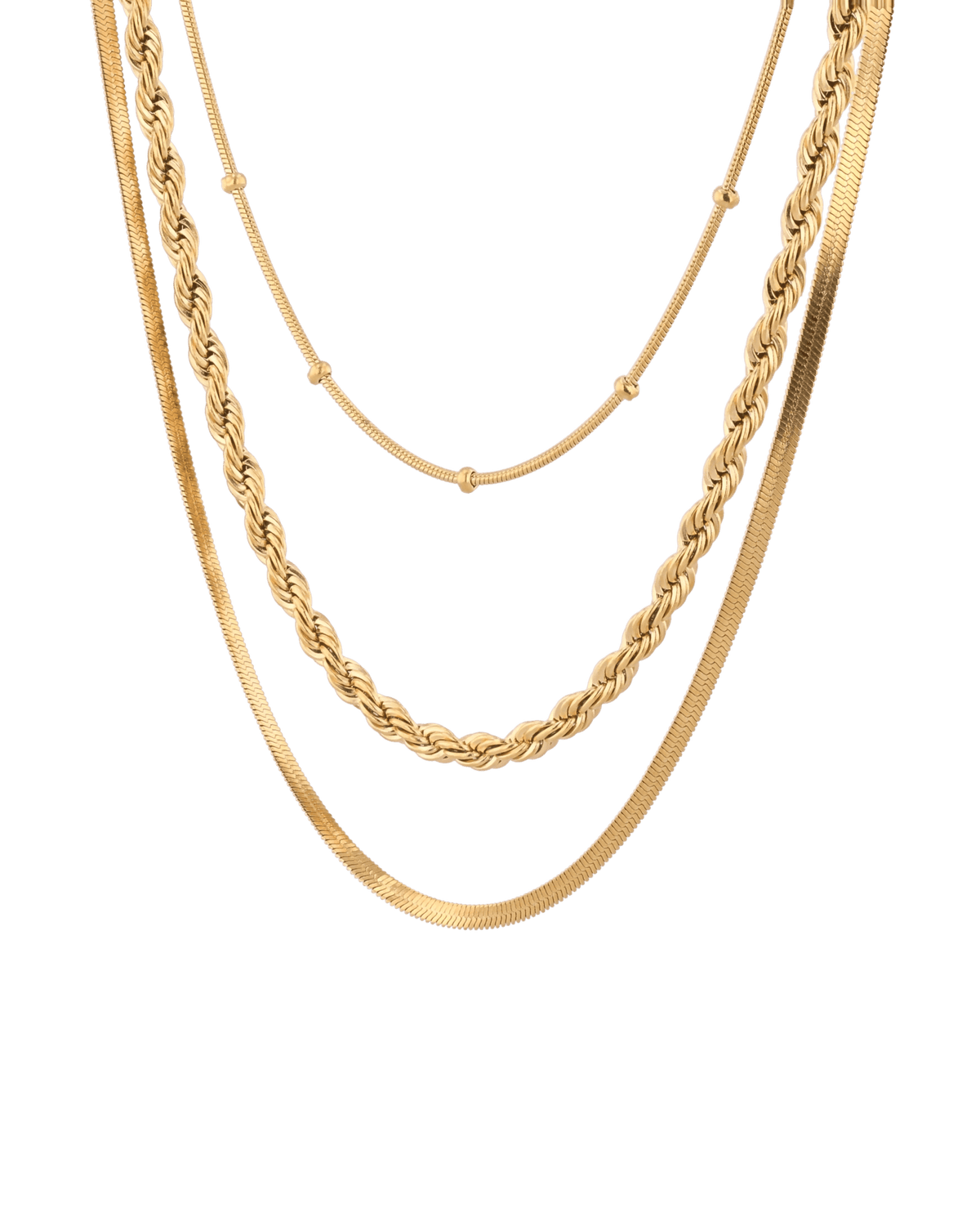 LAVANA Rope Trinity Gold Chain Necklace Set