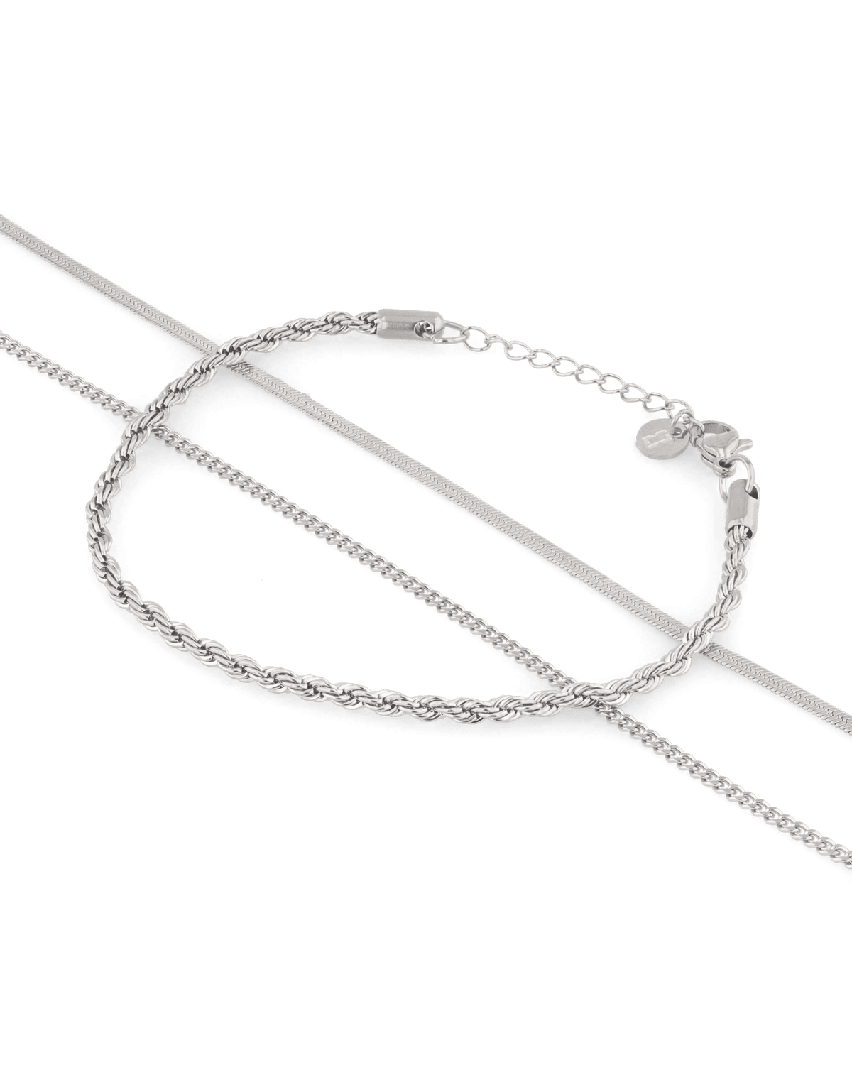 Image of Bracelets. Product name - Rope Trinity Silver Bracelet Set in colour by brand - LAVANA