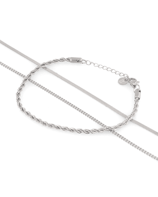 Image of Bracelets. Product name - Rope Trinity Silver Bracelet Set in colour by brand - LAVANA