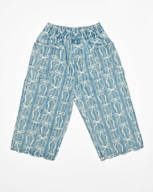 Image of Jeans. Product name - Rosie Pant in Denim Bows colour by brand - Walnut Melbourne
