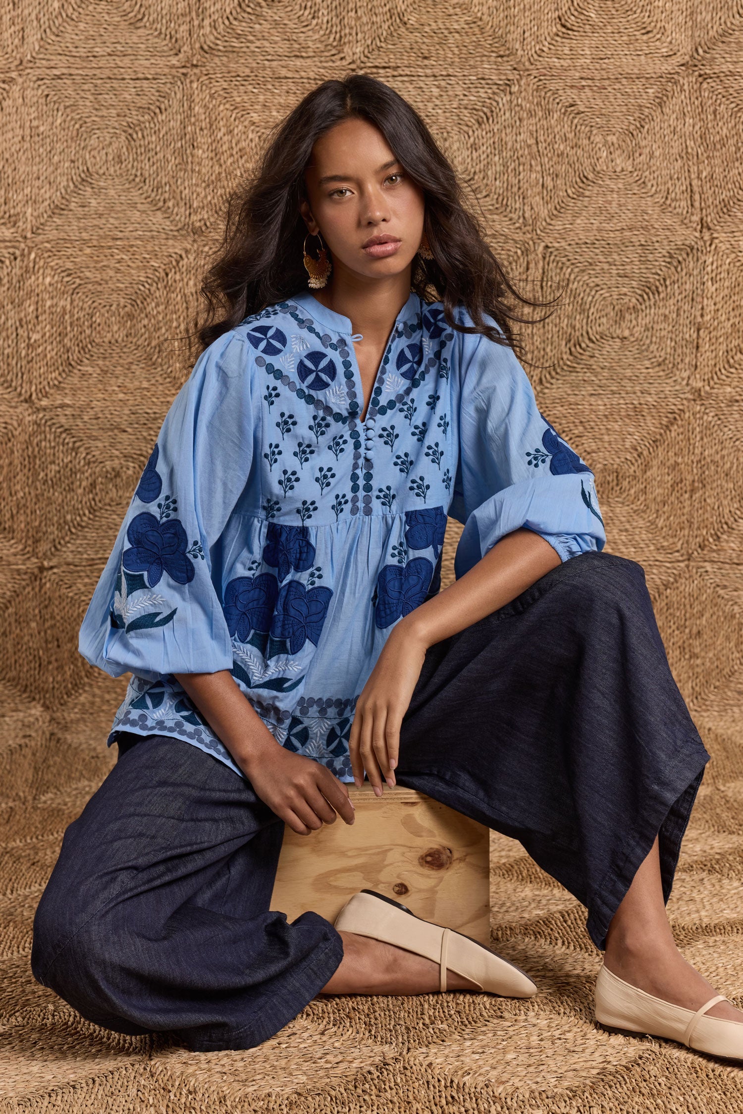 Image of Shirts. Product name - PRE SALE | Rubyyaya Alcaraz Shirt Blue in Blue colour by brand - Rubyyaya