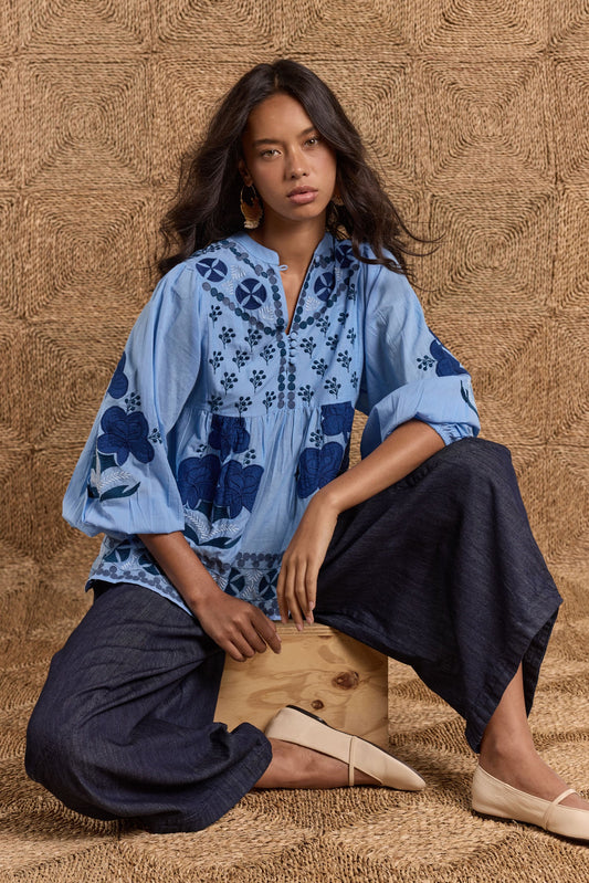 Image of Shirts. Product name - PRE SALE | Rubyyaya Alcaraz Shirt Blue in Blue colour by brand - Rubyyaya