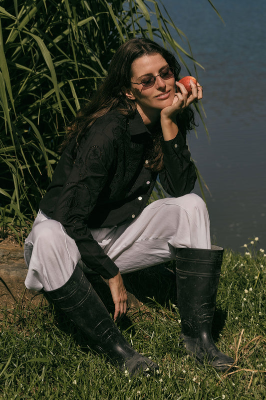 Image of Shirts. Product name - Rubyyaya Driftwood Shirt Black in Black colour by brand - Rubyyaya