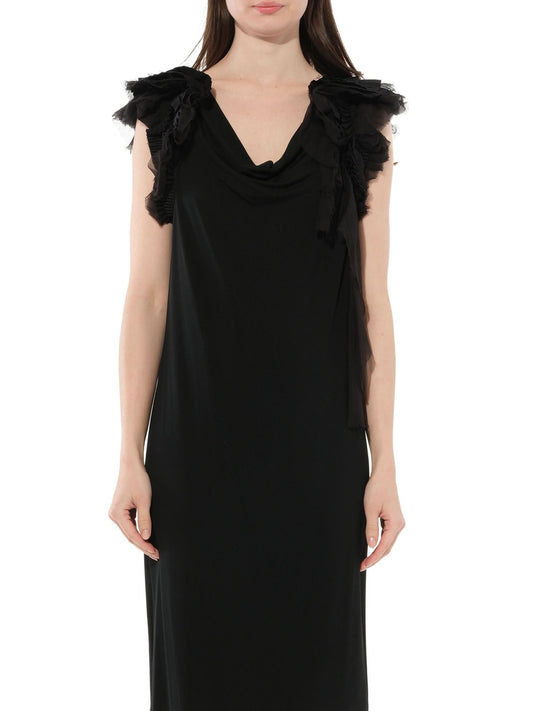 Image of a model wearing Dress. Productname: GIVENCHY Ruffle Strap Dress in Black colour by brand - GIVENCHY