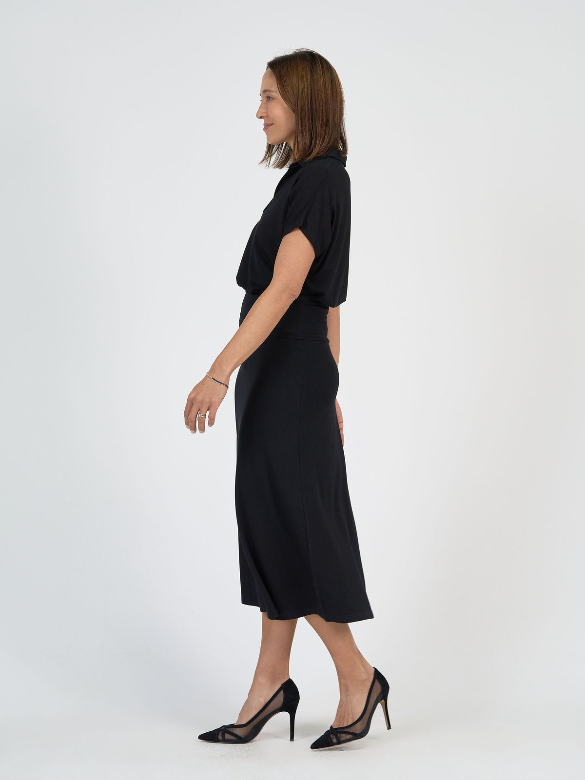 Lou Lou Rush Bamboo Short Sleeve Collared Polo (Black)