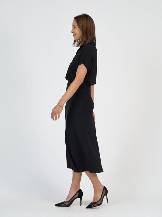 Lou Lou Jackson Bamboo A-Line Maxi Skirt (Black)