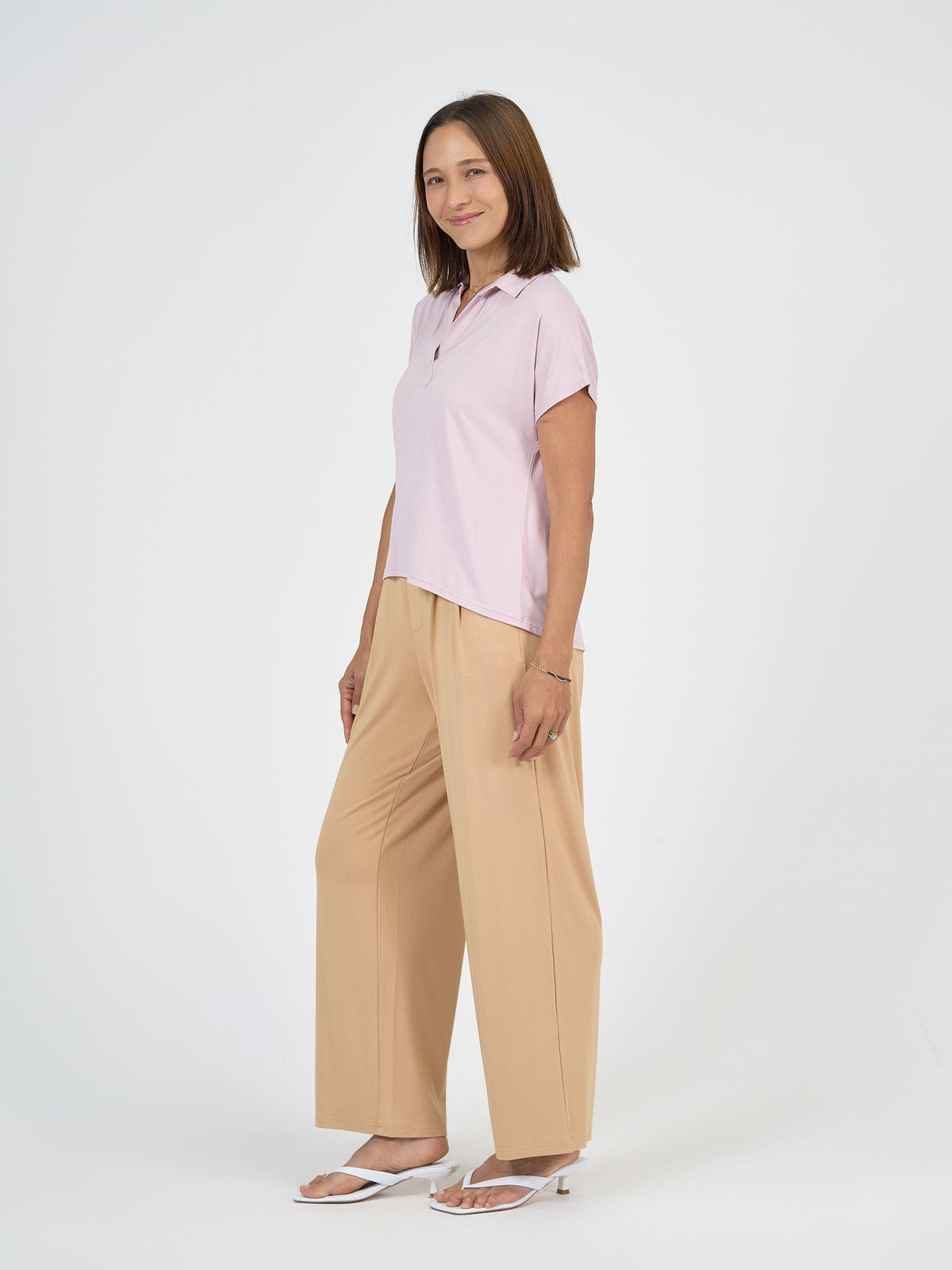 Lou Lou Rush Bamboo Short Sleeve Collared Polo Top (Lilac)