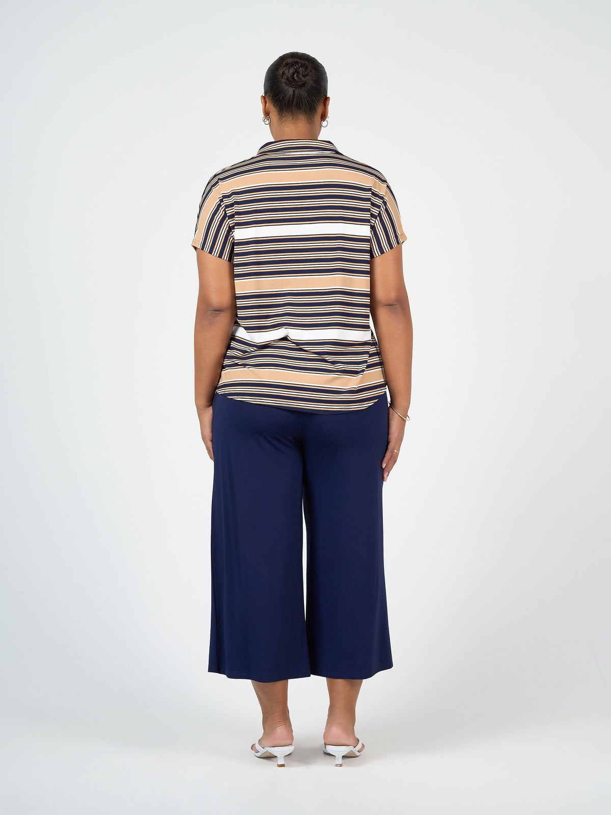 Lou Lou Rush Bamboo Short Sleeve Collared Polo Top (Stripe)