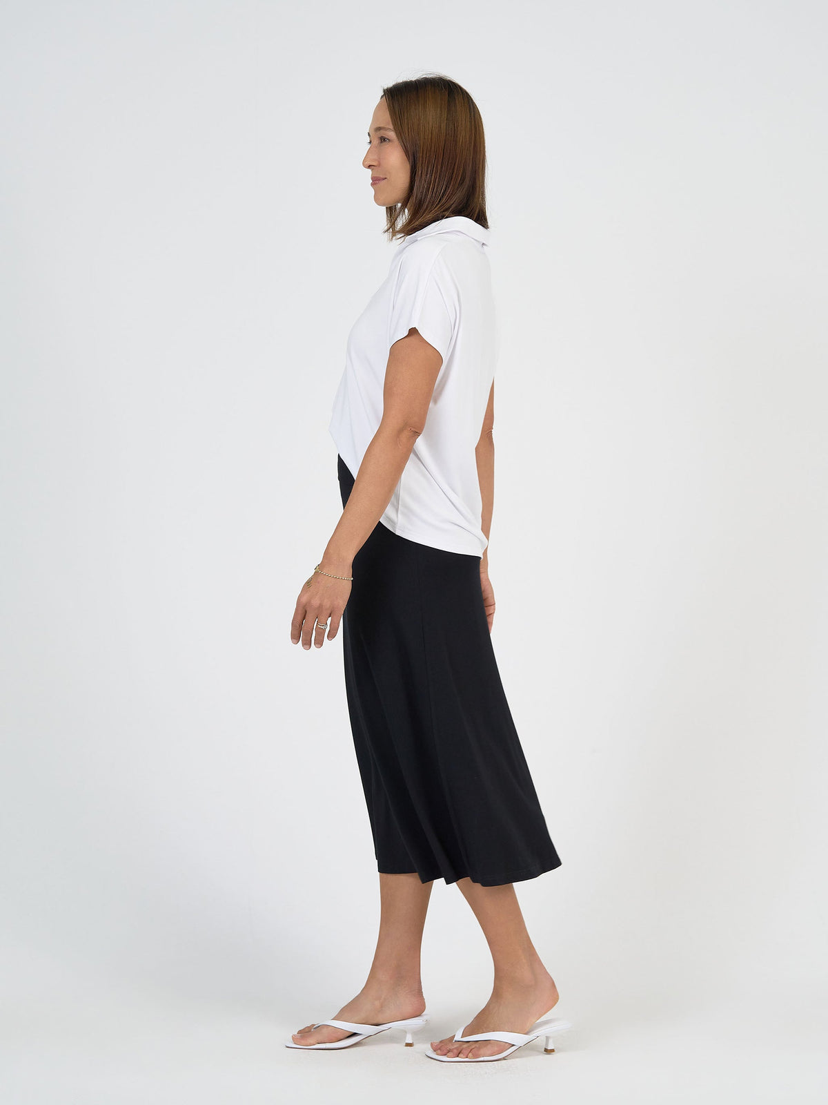 Lou Lou Rush Bamboo Short Sleeve Collared Polo Top (White)