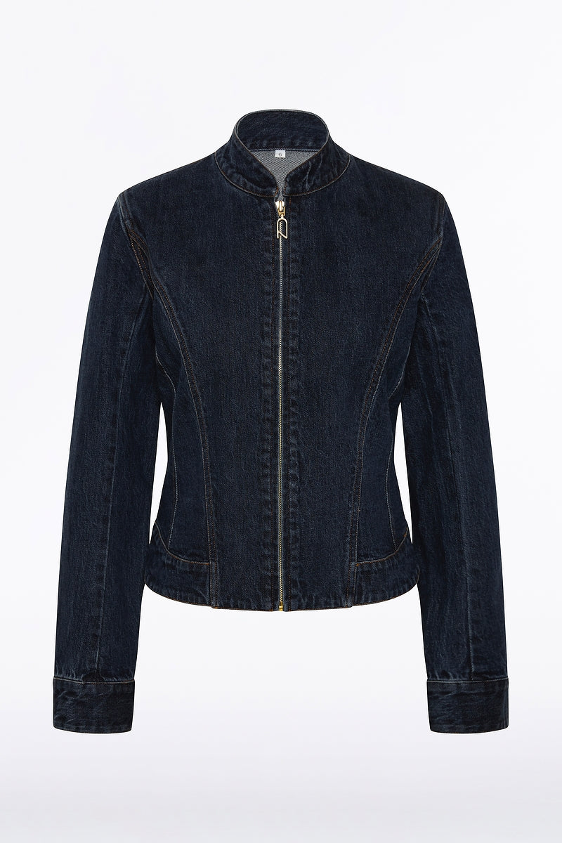 Carla Zampatti Dark Indigo Fitted Denim Jacket (Blue)