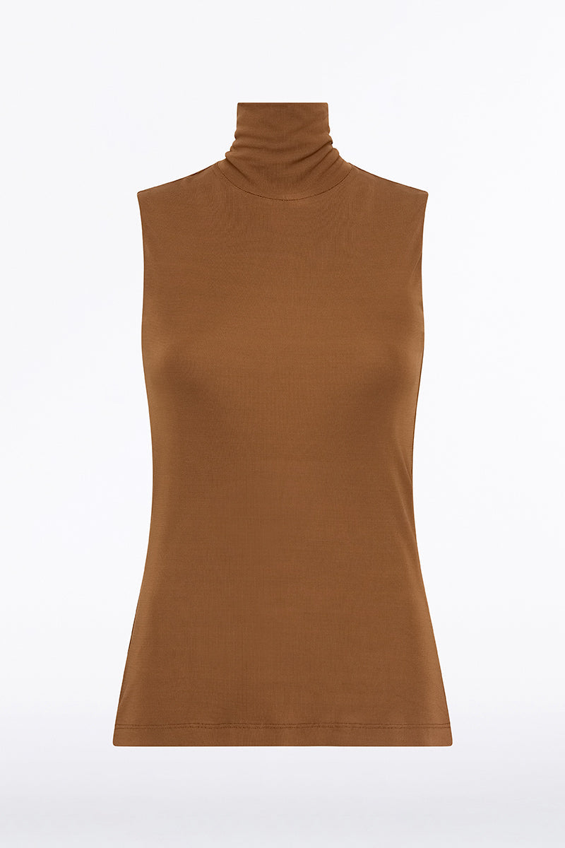 Carla Zampatti Cognac Matte Jersey Polo (Brown)