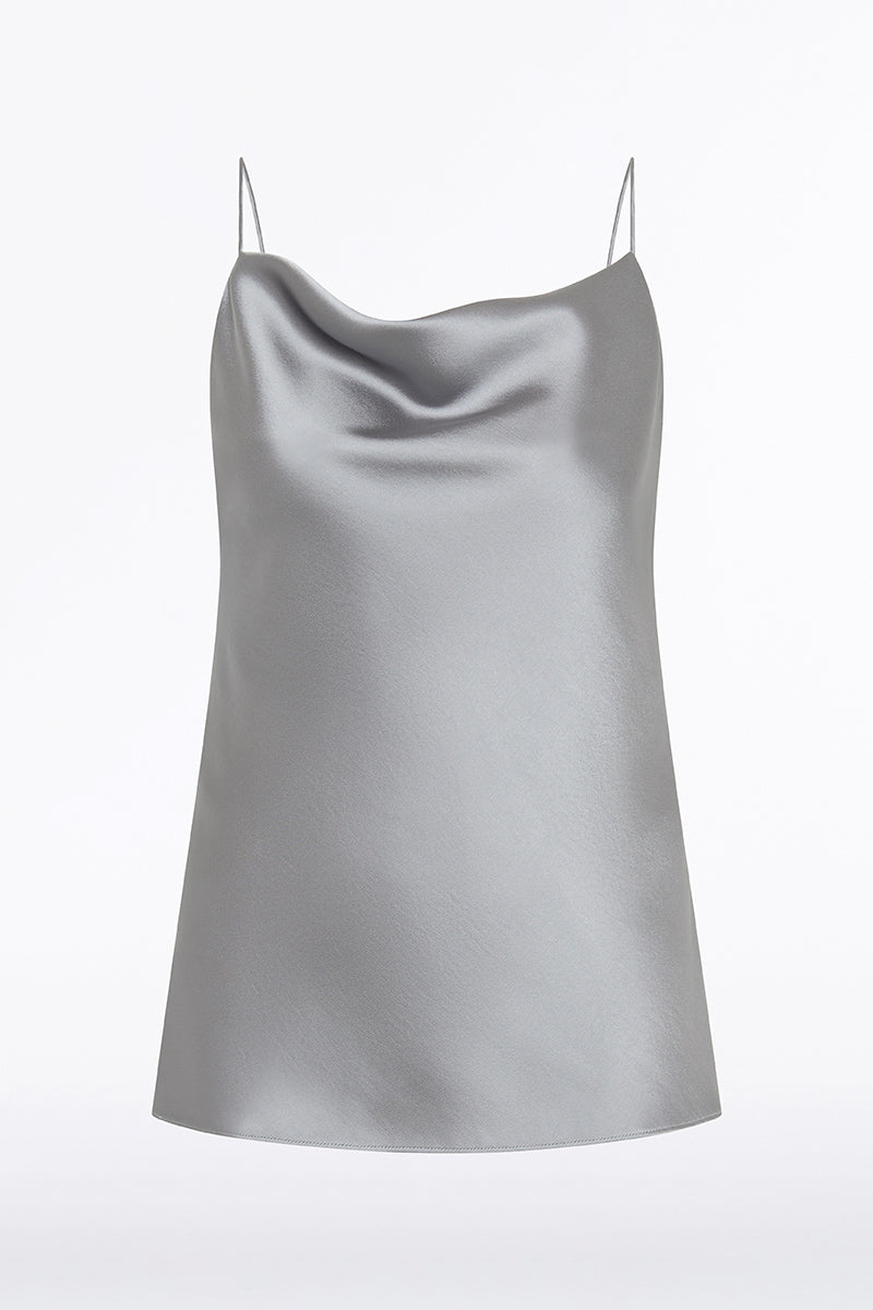 Carla Zampatti Satin Cowl Neck Cami (Silver)