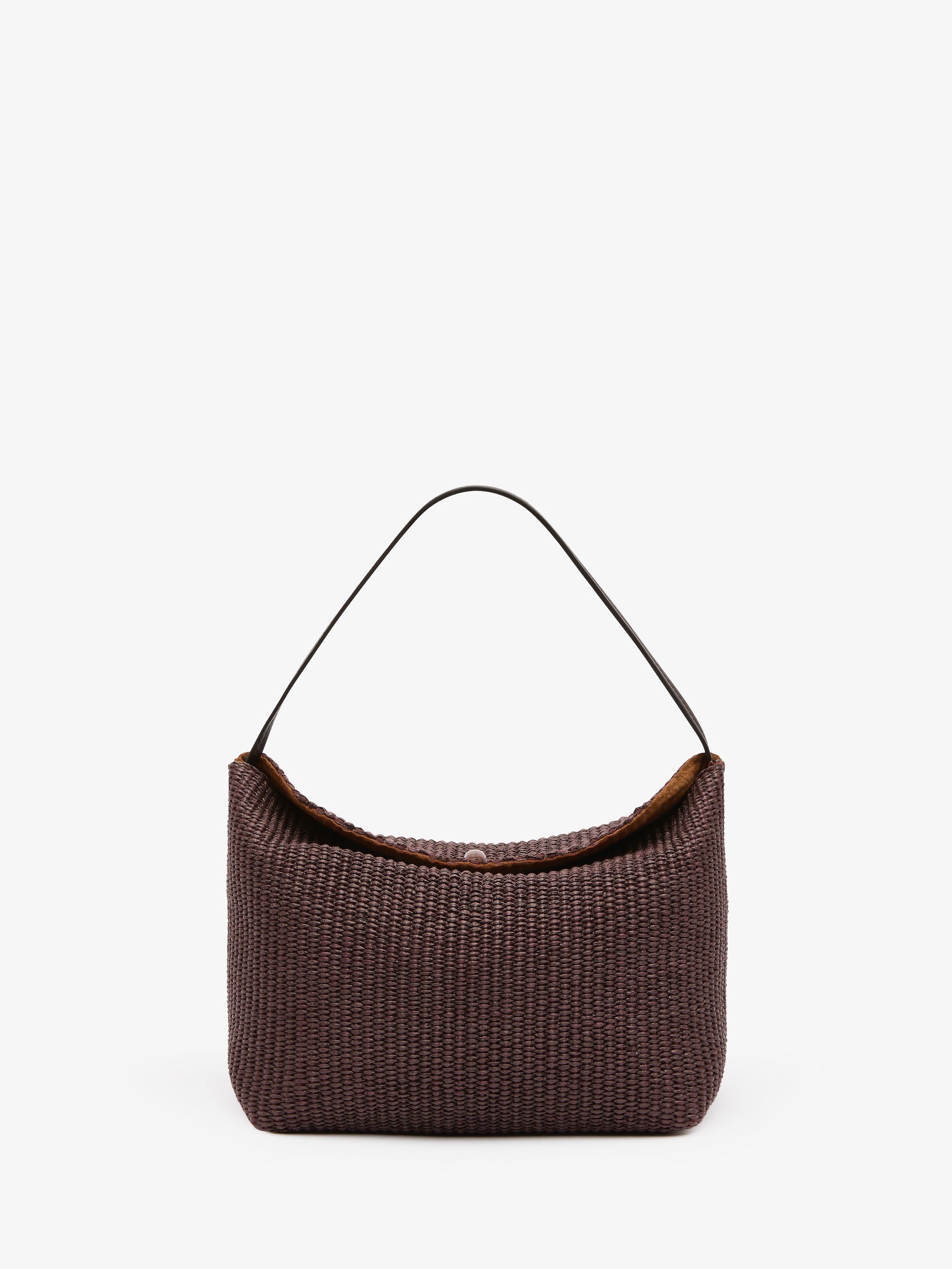 Image of Bags. Product name - Turnlock Raffia Shoulder Bag in Chocolate colour by brand - CHRISTOPHER ESBER