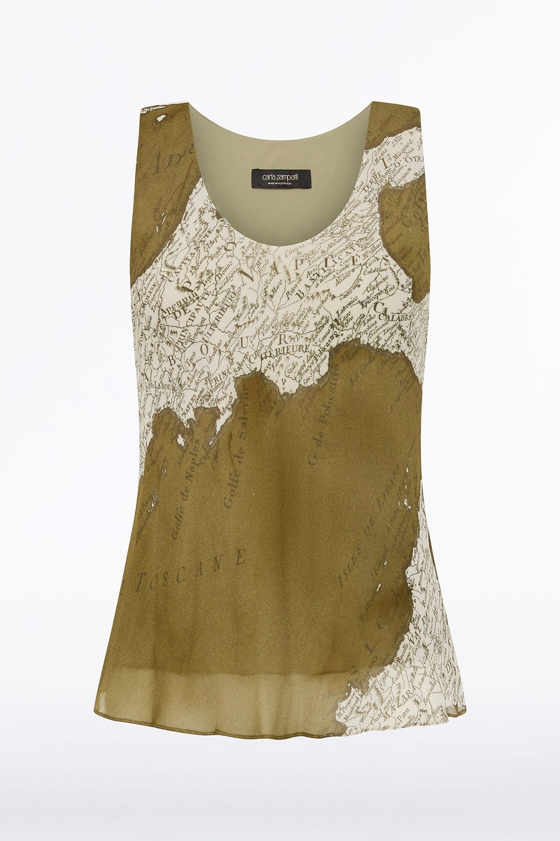 Carla Zampatti Juniper Italia Georgette Scoop Cami (Green)