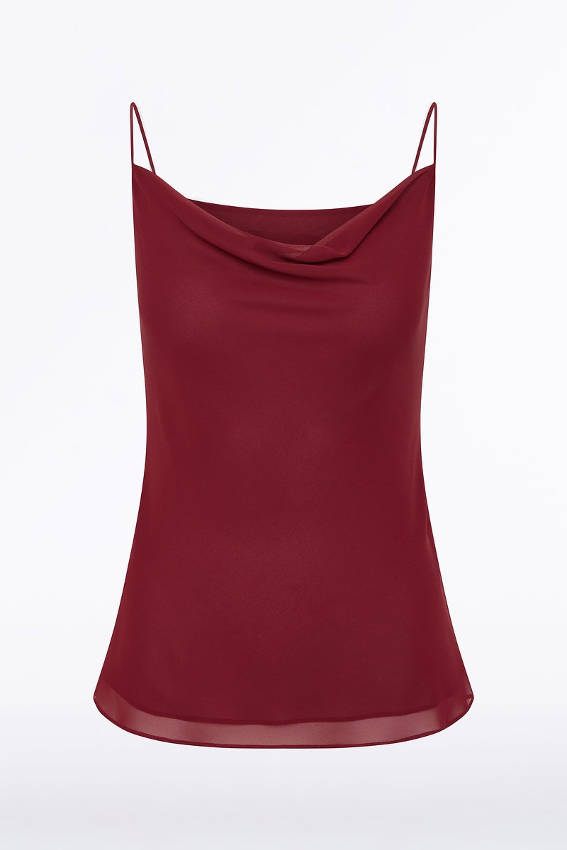 Carla Zampatti Cabernet Georgette Cowl Neck Camisole (Red)