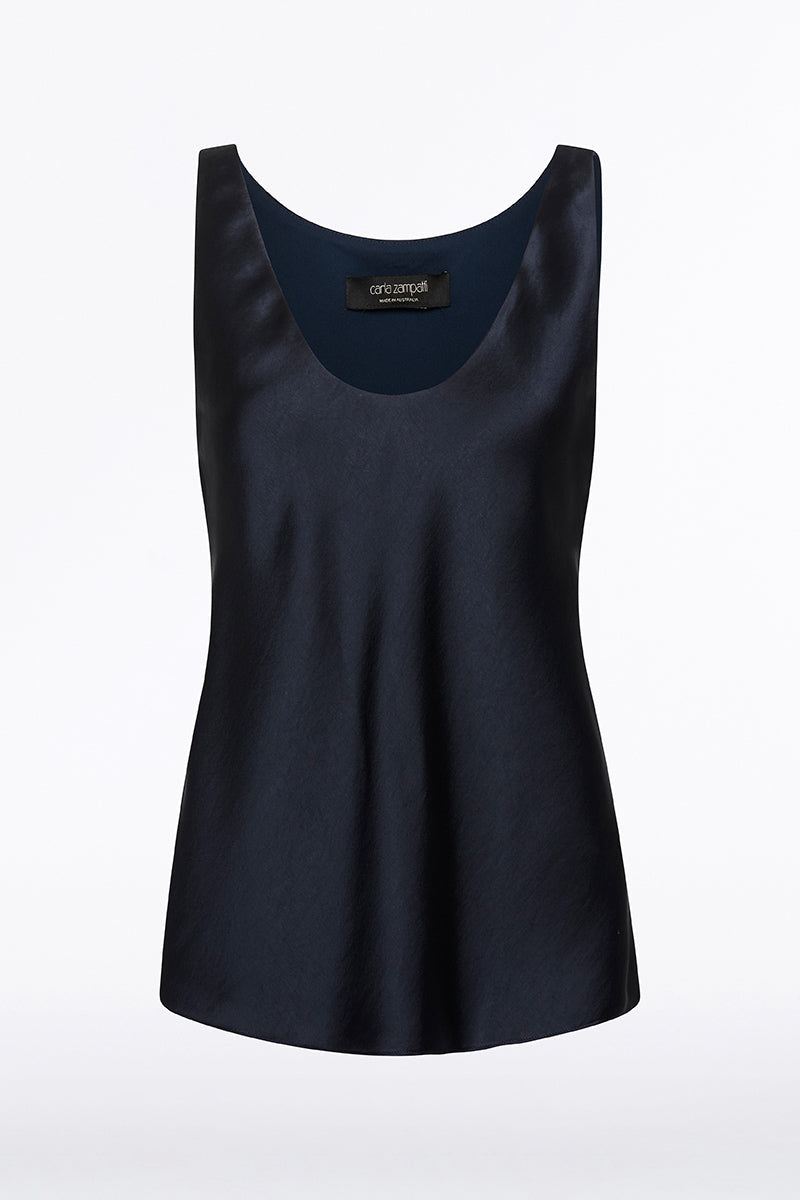 Carla Zampatti Ink Satin Scoop Cami (Navy)