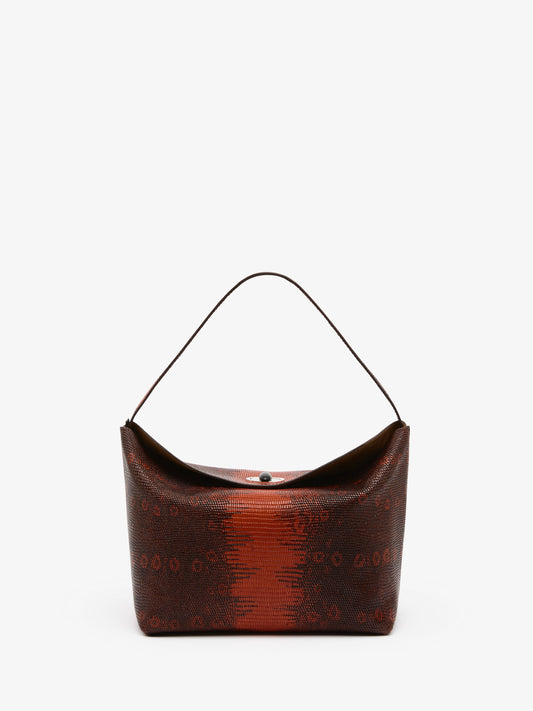Image of Bags. Product name - Turnlock Lizard Shoulder Bag in Brown colour by brand - CHRISTOPHER ESBER