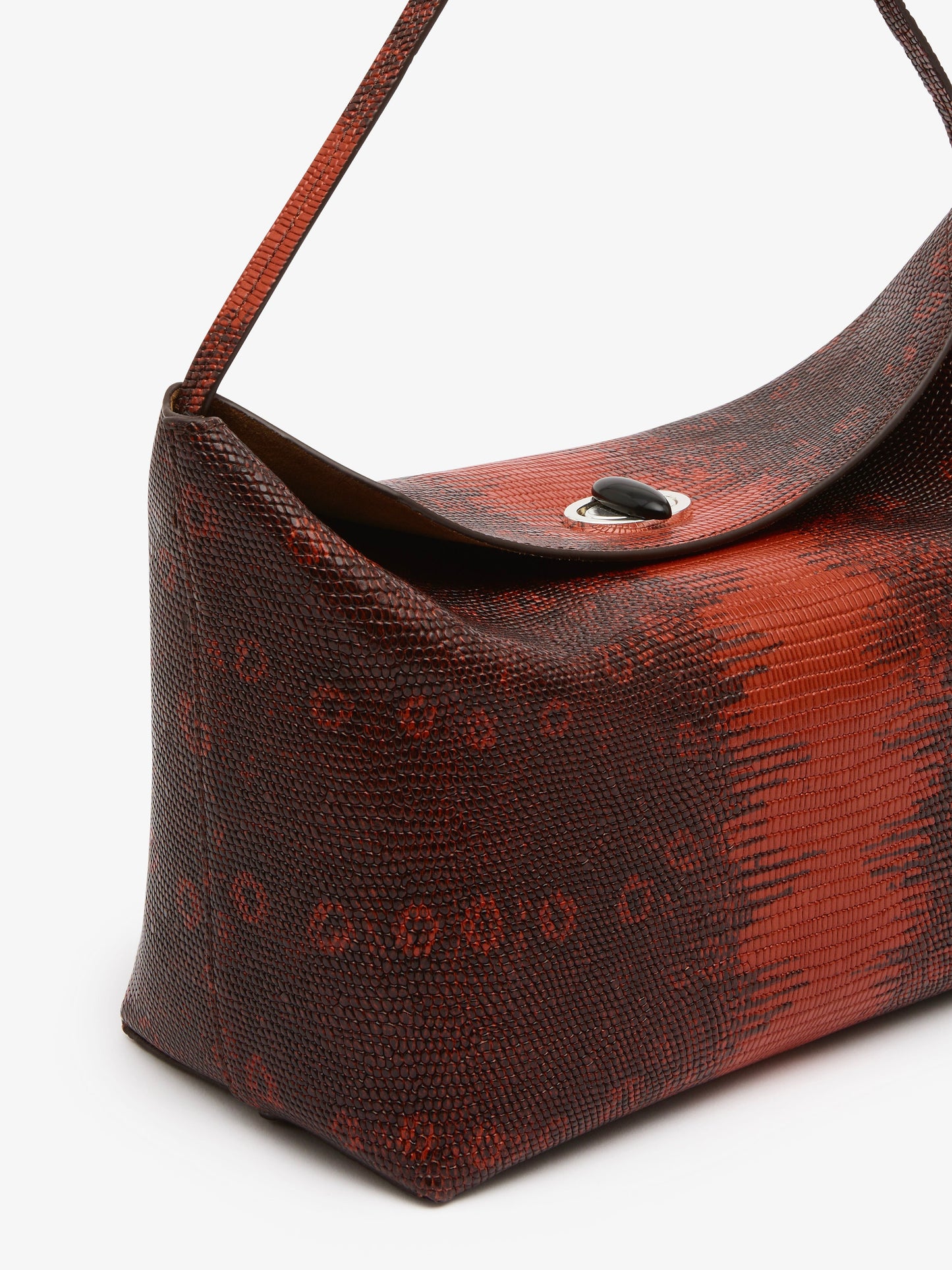 CHRISTOPHER ESBER Turnlock Lizard Shoulder Bag (Brown)