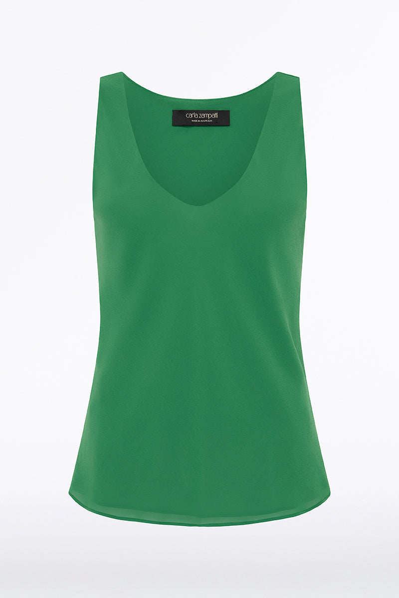 Carla Zampatti Jade Georgette Scoop Cami (Green)