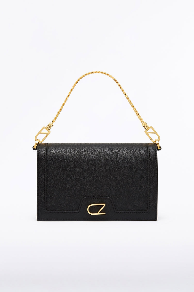 Image of Bags. Product name - Black Cz Chain Crossbody Bag in Black colour by brand - Carla Zampatti