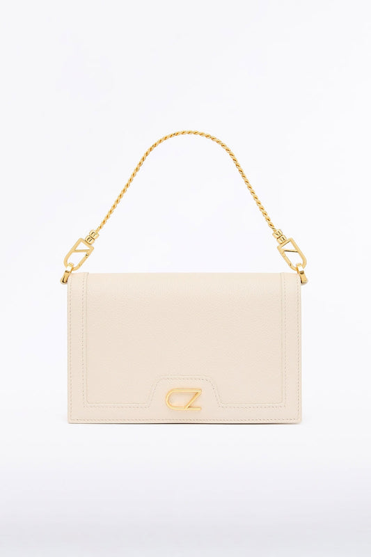 Image of Bags. Product name - Ivory Cz Chain Crossbody Bag in Cream colour by brand - Carla Zampatti