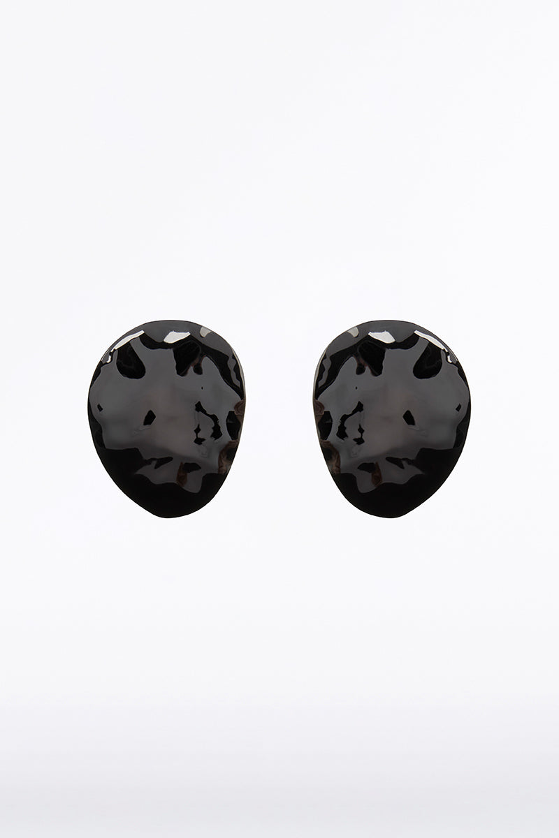 Image of Jewelry. Product name - Cz Hammered Earrings Large in Black colour by brand - Carla Zampatti