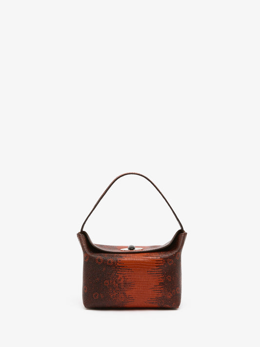 Image of Bags. Product name - Turnlock Lizard Mini Bag in Brown colour by brand - CHRISTOPHER ESBER