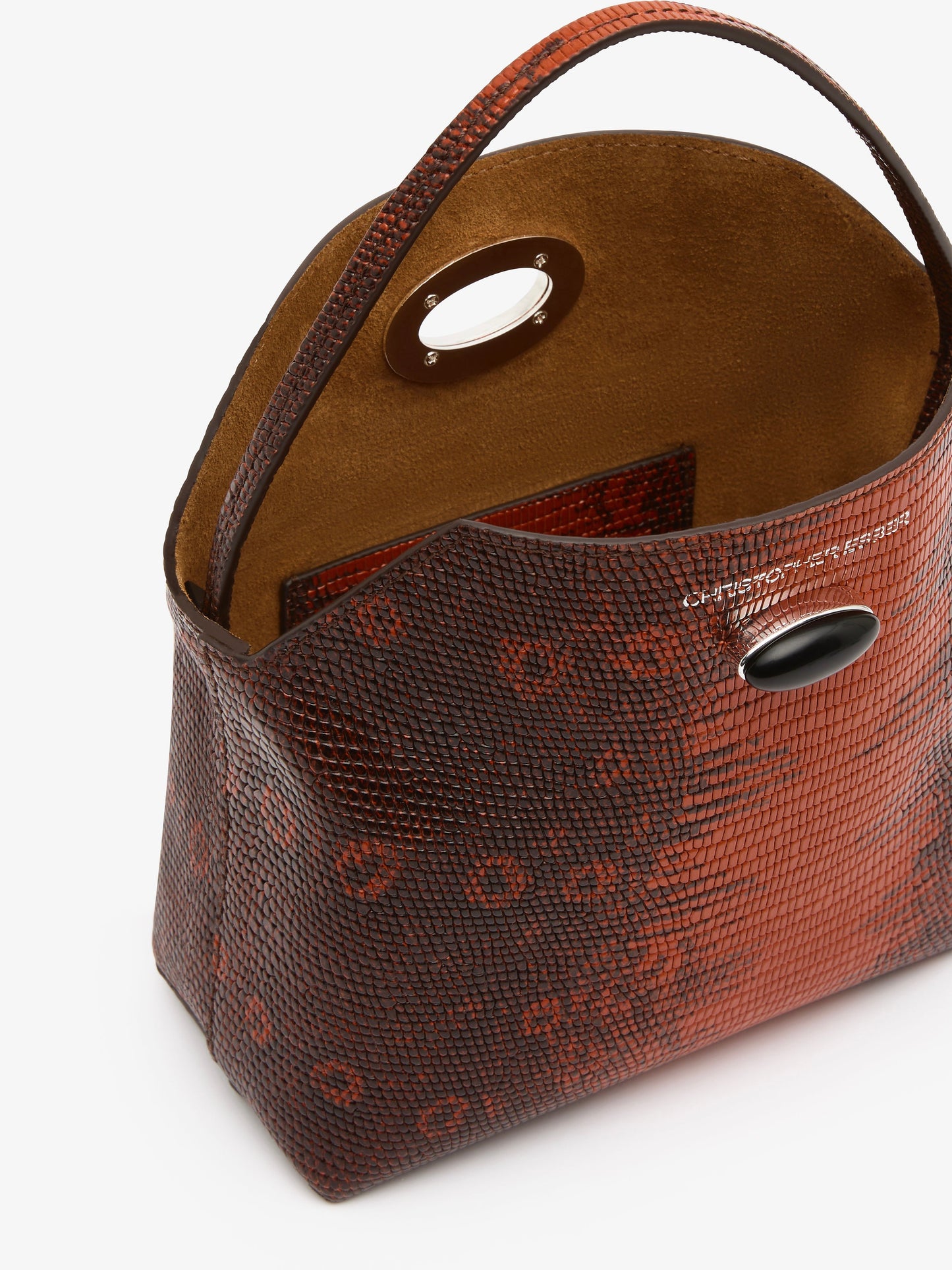 CHRISTOPHER ESBER Turnlock Lizard Mini Bag (Brown)