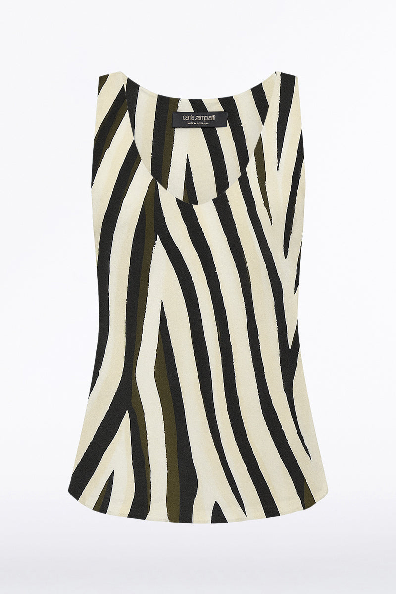 Carla Zampatti Bold Stripe Print Scoop Neck Cami (Multi-Colour)