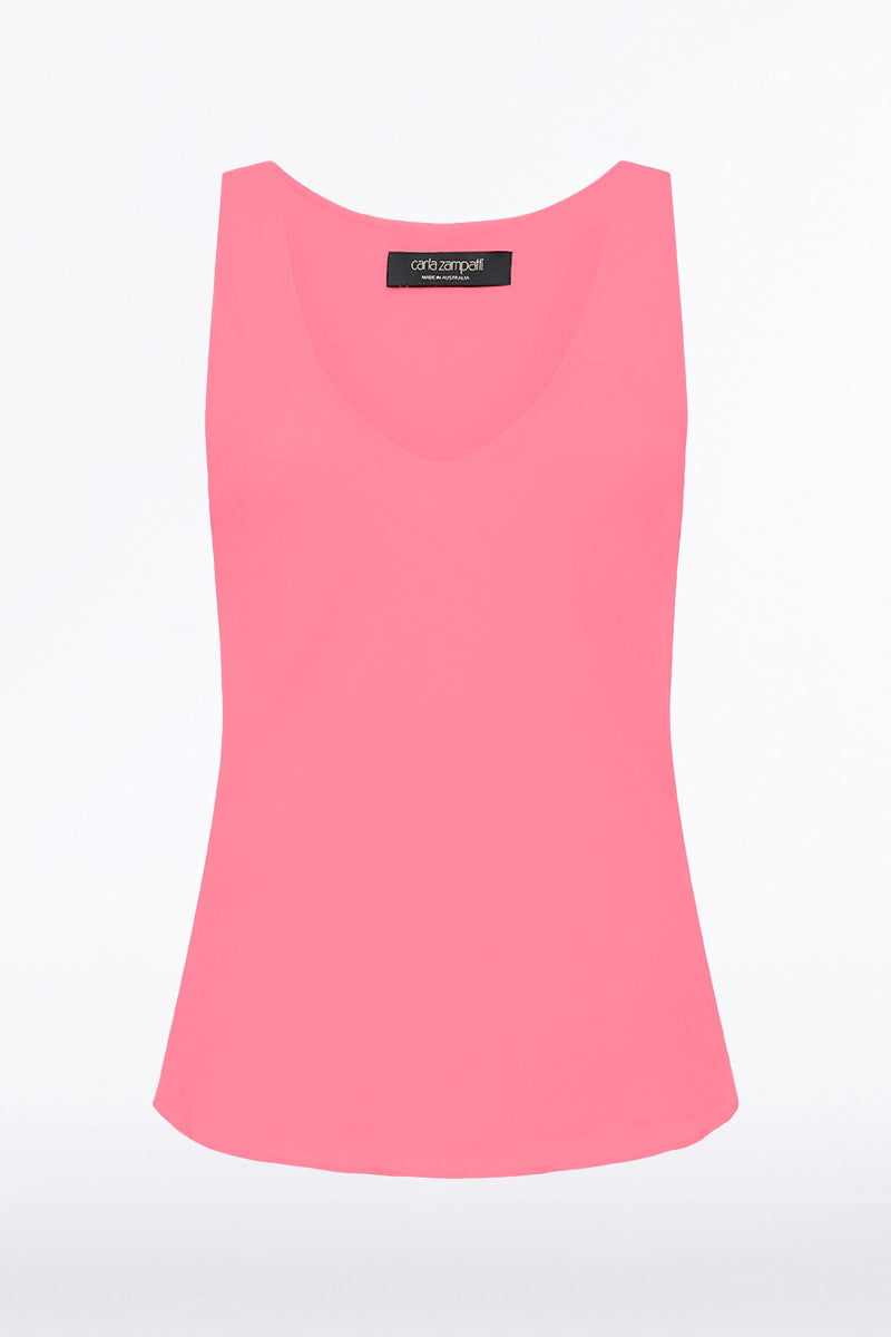 Carla Zampatti Rose Georgette Scoop Neck Cami (Pink)