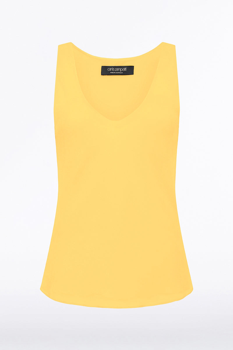 Carla Zampatti Pollen Georgette Scoop Neck Cami (Yellow)