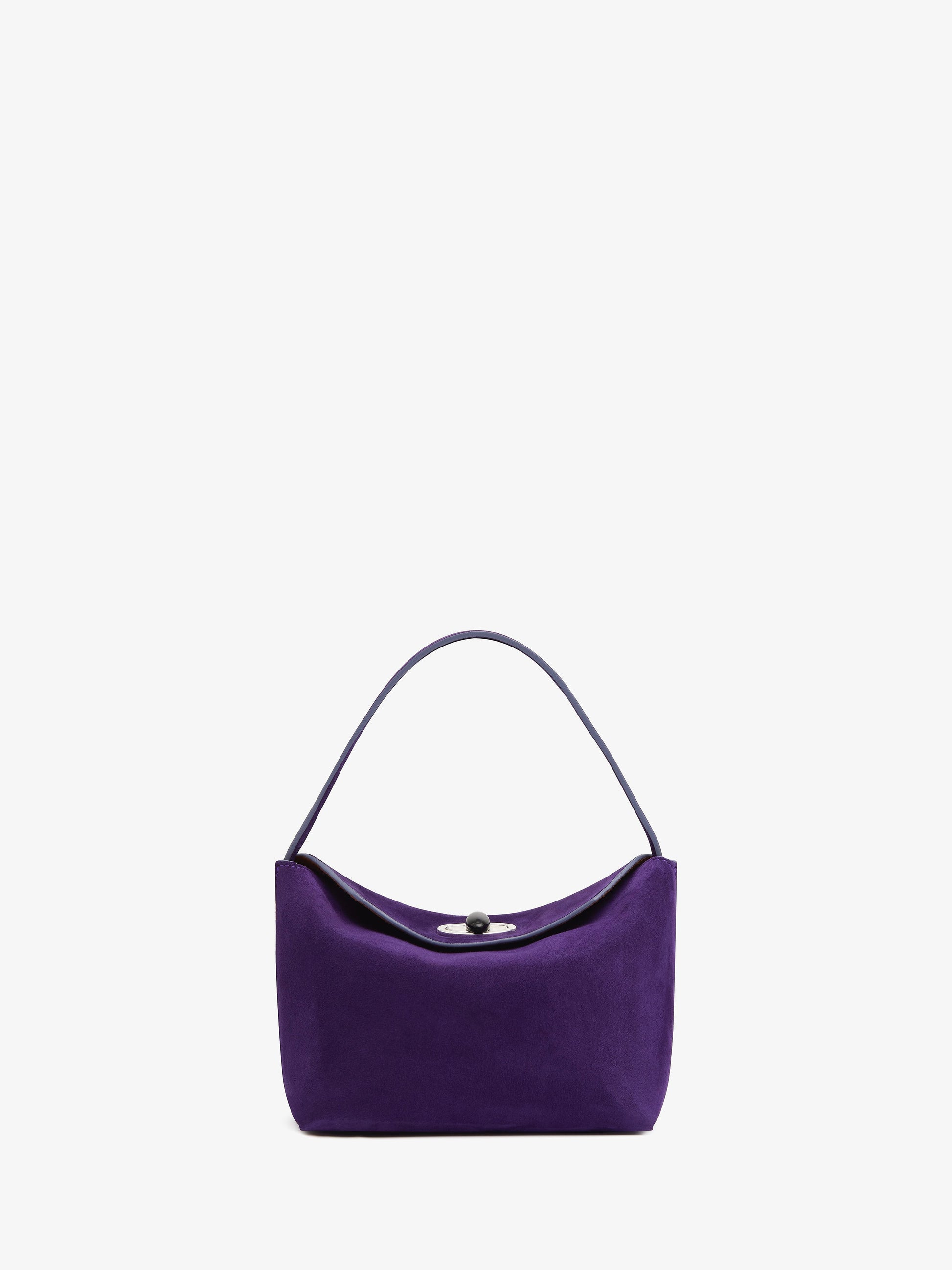 Image of Bags. Productname: CHRISTOPHER ESBER Turnlock Suede Mini Bag in Iris colour by brand - CHRISTOPHER ESBER
