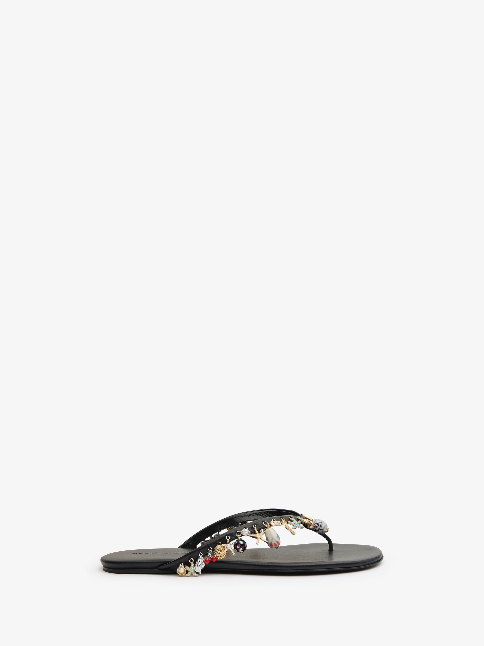 Image of Sandals. Product name - Memento Charm Flip Flop in Black colour by brand - CHRISTOPHER ESBER