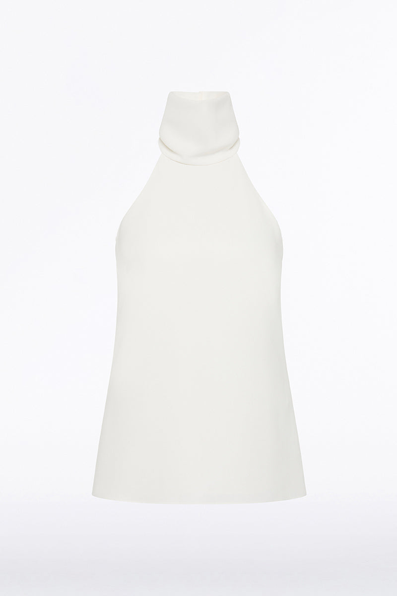Carla Zampatti Crepe Halter Top (White)