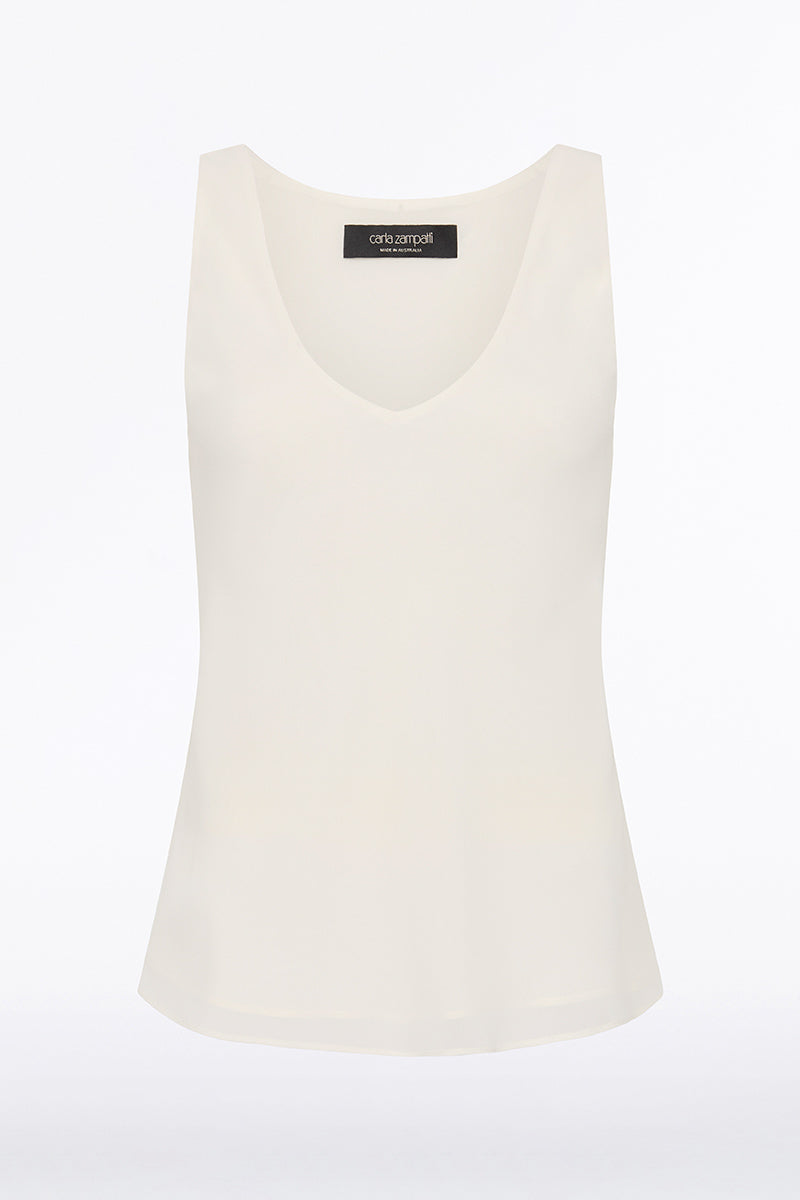 Carla Zampatti Georgette Scoop Cami (Cream)