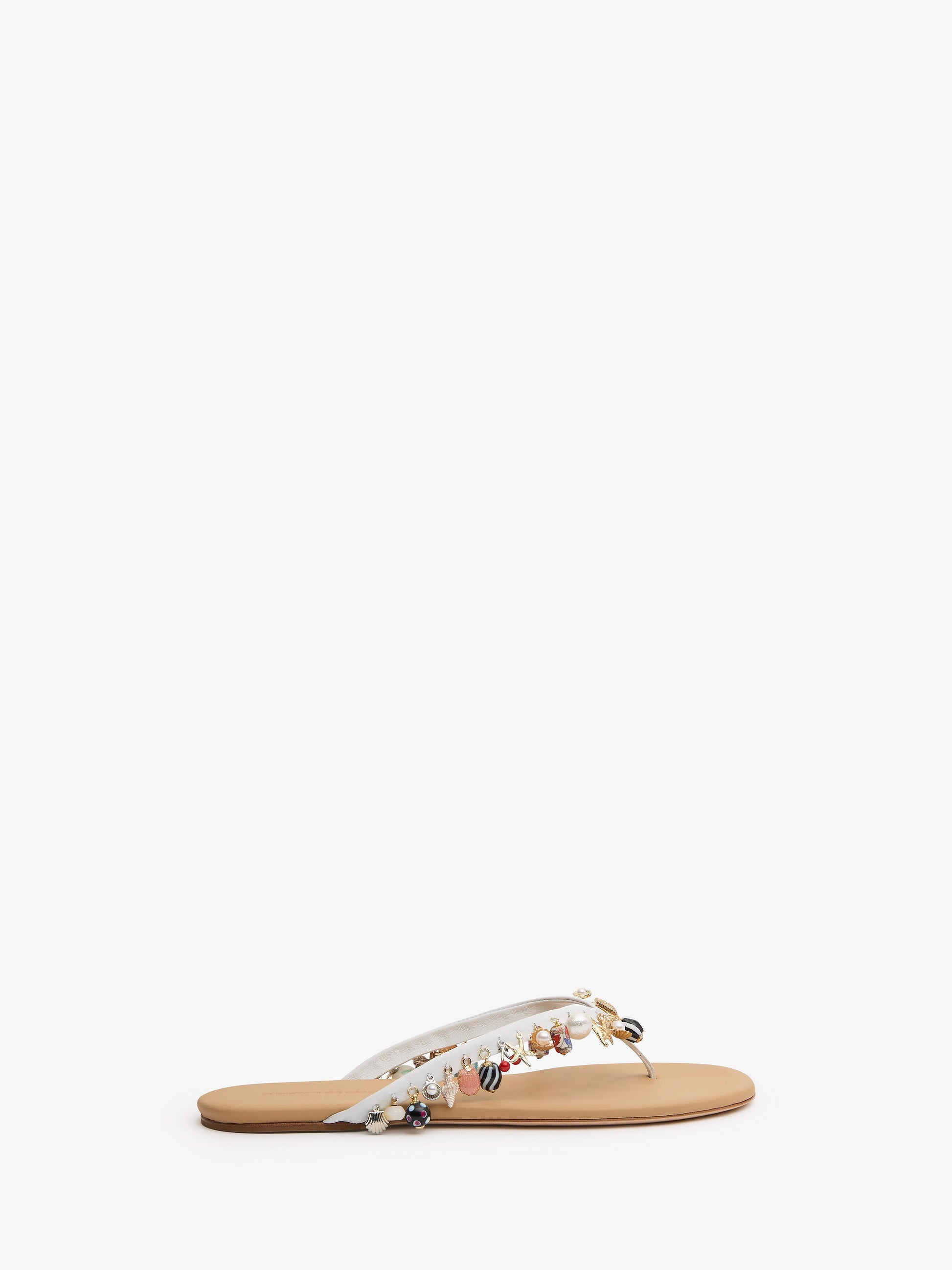 Image of Sandals. Product name - Memento Charm Flip Flop in White colour by brand - CHRISTOPHER ESBER