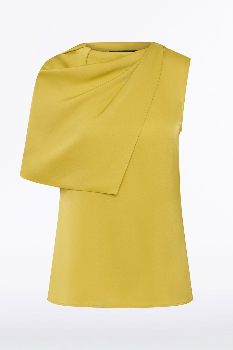 Carla Zampatti Pear Silk Satin Georgette Scarf Detail Top (Green)