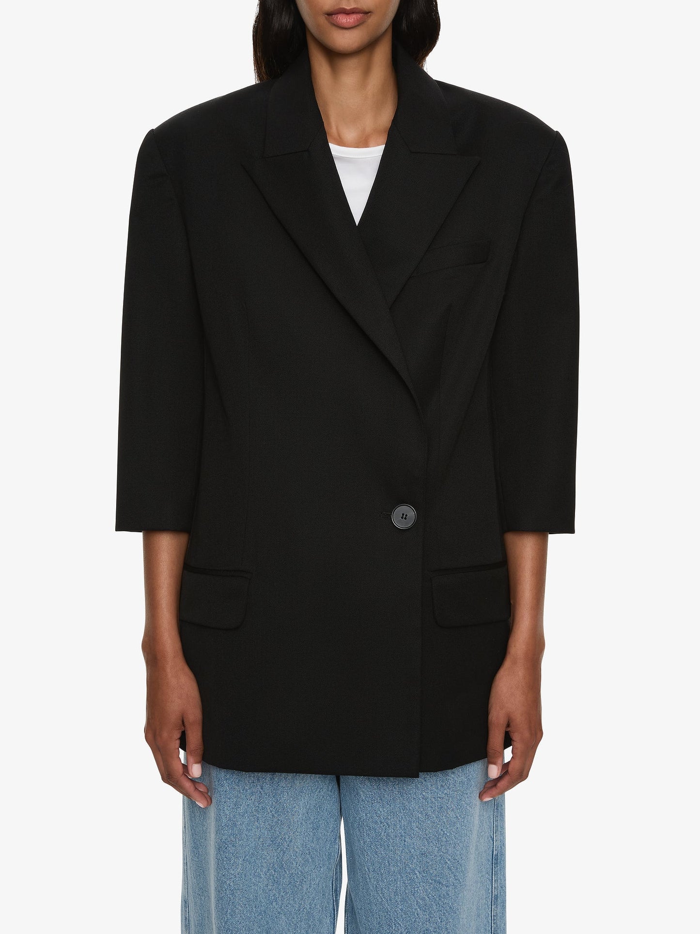 CHRISTOPHER ESBER Didion Tailored Crop Sleeve Blazer (Black)