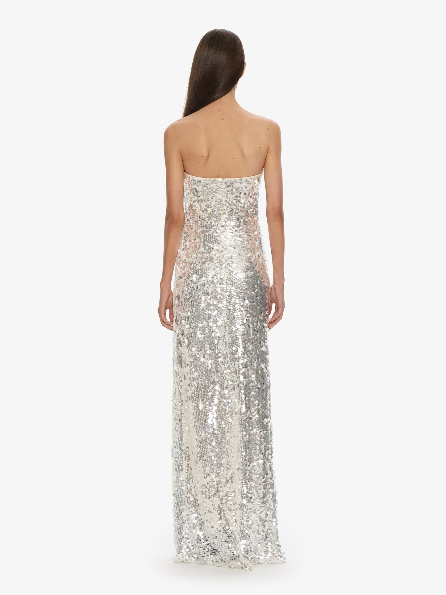 CHRISTOPHER ESBER Opaline Arced Palm Strapless Dress (Silver)