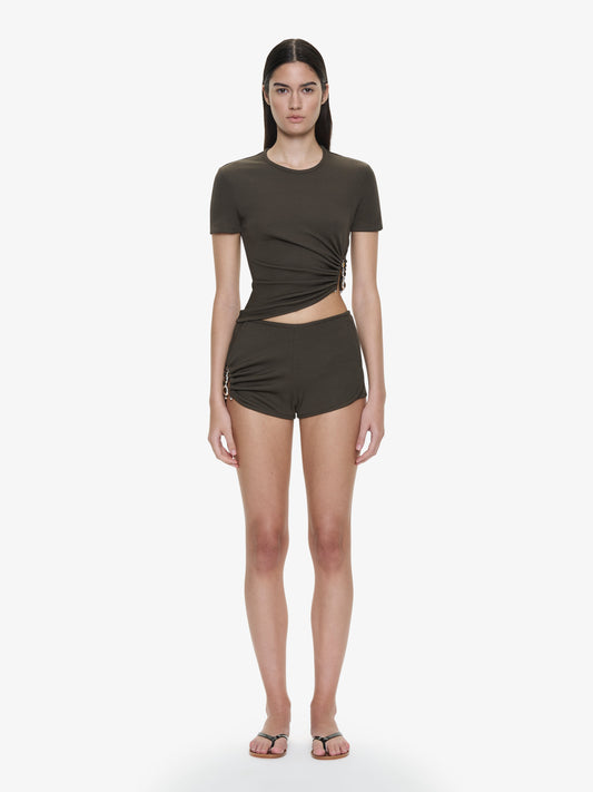 CHRISTOPHER ESBER Droplet Crystal Ruched Tee (Husk)